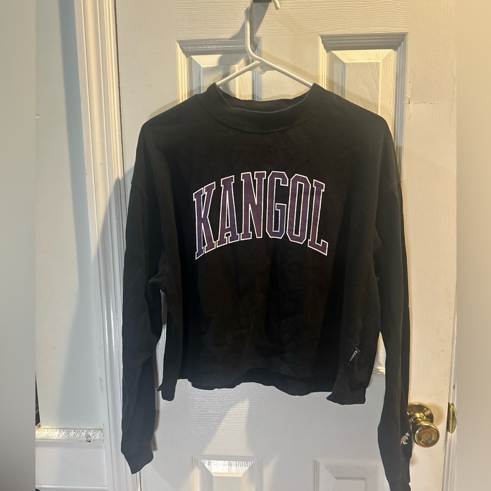 Kangol Kangaroo Women’s Cropped Long Sleeve T-shirt Black Purple Med